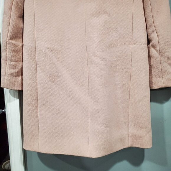 J. Crew Arianna Dusty Pink w/ Navy Collar Contrast TopCoat Wool Blend Size 10 - Picture 2 of 16